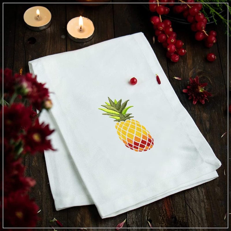 Candy Cottons Pineapple Embroidered Cotton Dinner Napkins - 18x18 in Washable, Absorbent Reusable Napkins - Spring Easter Basket Decor - Pack of 6 - Image 1